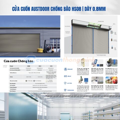Cửa cuốn Austdoor chống bão HS08 | dày 0.8mm