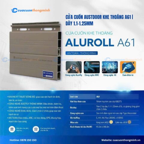Cửa cuốn Austdoor khe thoáng A61 | dày 1.1–1.25mm