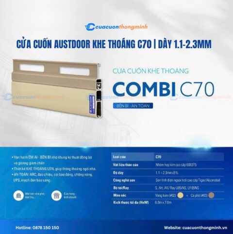 Cửa cuốn Austdoor khe thoáng C70 | dày 1.1–2.3mm