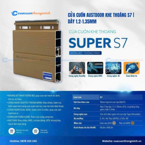 Cửa cuốn Austdoor khe thoáng S7 | dày 1.2–1.35mm