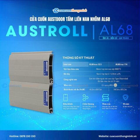 Cửa cuốn Austdoor tấm liền nan nhôm AL68